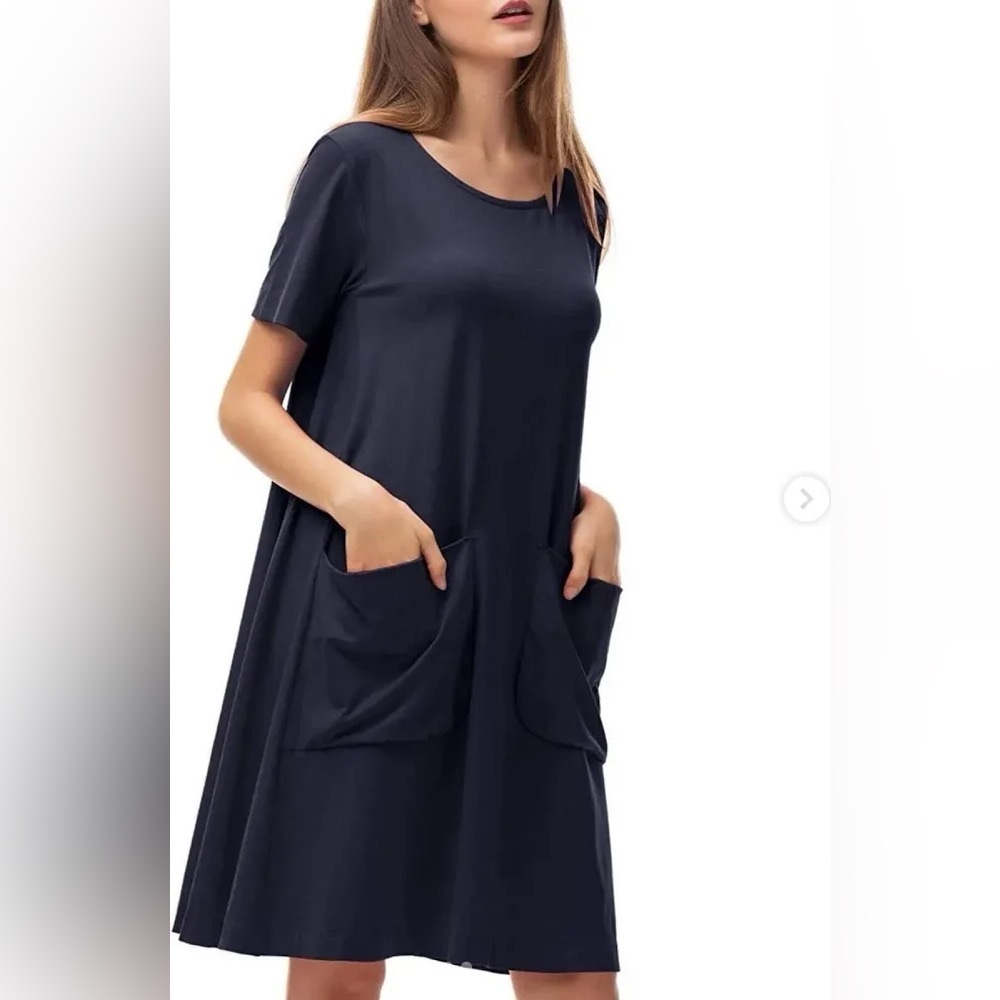 COS Jersey A-line Mini Dress Relax Fit Blue Marine - Picture 9 of 9